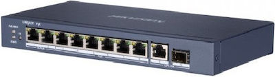 Hikvision DS-3E0510HP Unverwaltet L2 PoE++ Switch mit 9 Ports Gigabit (1Gbps) Ethernet