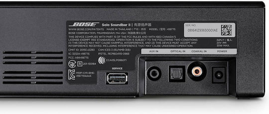 Bose Solo Series II Soundbar Bluetooth με Τηλεχειριστήριο Μαύρο