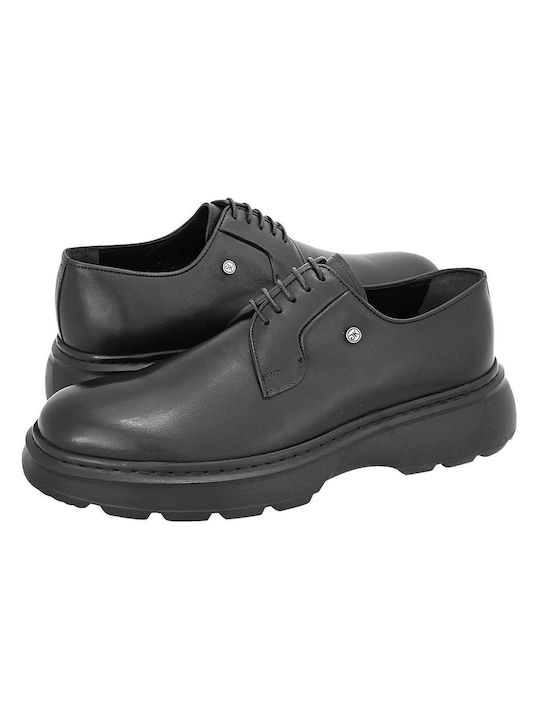 GK Uomo Men's Leather Casual Shoes Black