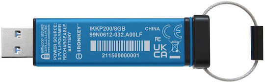 Kingston IronKey Keypad 8GB USB 3.2 Stick Μπλε