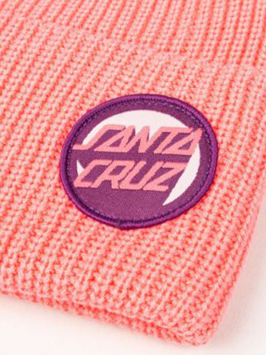Beanie Männer Beanie mit Rippstrick in Rosa Farbe SCA-BNE-0276