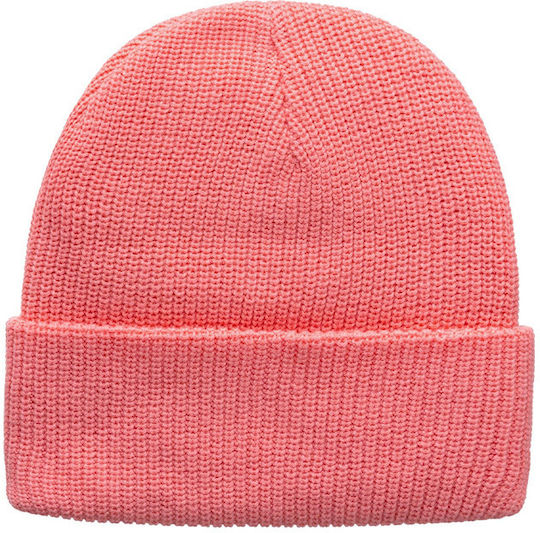 Beanie Männer Beanie mit Rippstrick in Rosa Farbe SCA-BNE-0276