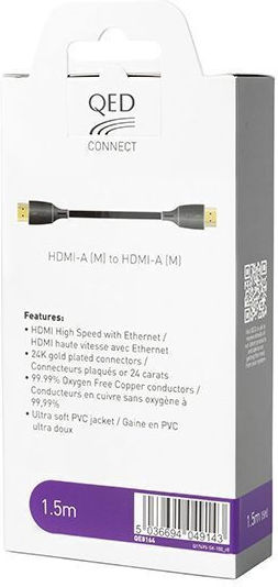 QED Cable HDMI male - HDMI male 1.5m Μαύρο
