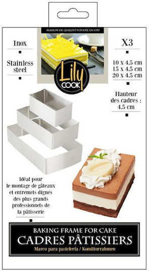 Lily Cook Lily Cook Kuchenringe Rechteckig Edelstahl 3Stück