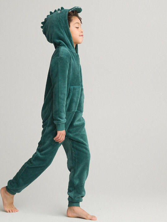 La Redoute Collections Παιδική Πιτζάμα Ολόσωμη Χειμωνιάτικη Fleece Πράσινη