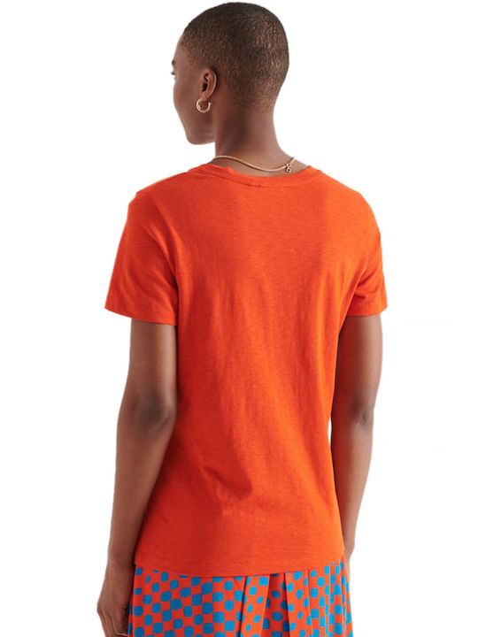 Superdry Damen T-shirt mit V-Ausschnitt Pureed Pumpkin