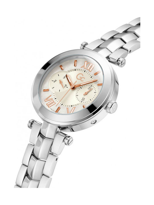 GC Watches Illusion Γυναικείο Ρολόι 36mm Μπαταρίας με Ασημί Μεταλλικό Μπρασελέ