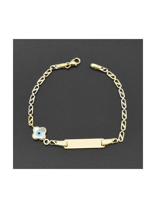 Kids Bracelet ID from Gold 9K with Evil Eye