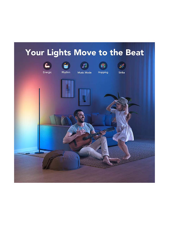 Govee LED Floor Lamp H140xW20cm. with RGBW Light Black