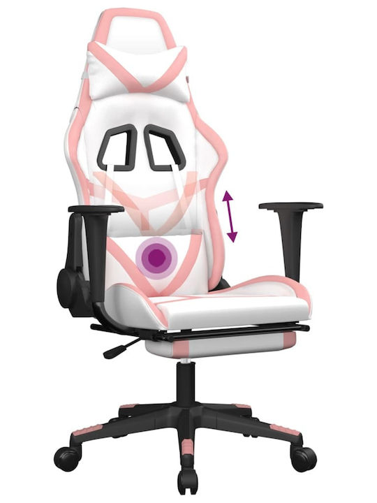 vidaXL 345442 Gaming Chair with Footrest White / Pink