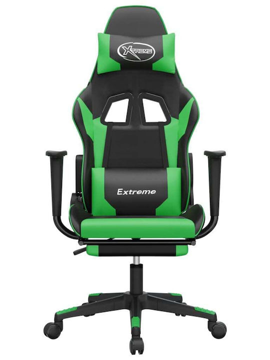 vidaXL 345460 Gaming Chair with Footrest Black / Green