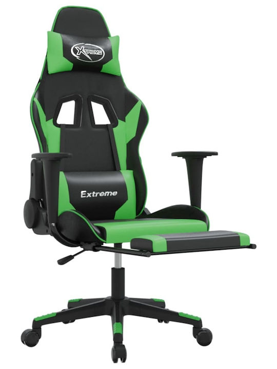 vidaXL 345460 Gaming Chair with Footrest Black / Green