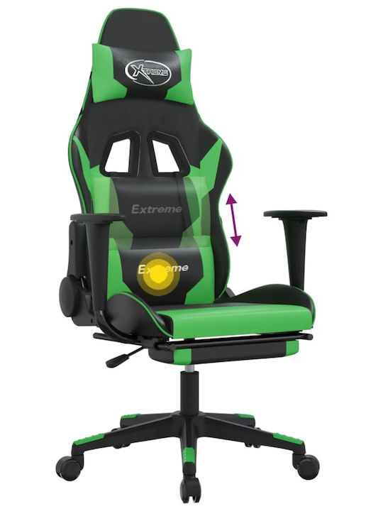 vidaXL 345460 Gaming Chair with Footrest Black / Green