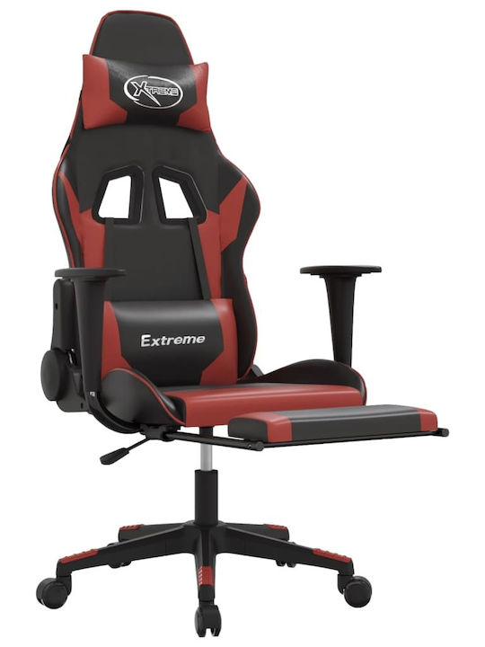vidaXL 345464 Καρέκλα Gaming Δερματίνης με Υποπόδιο Μαύρο / Μπορντό