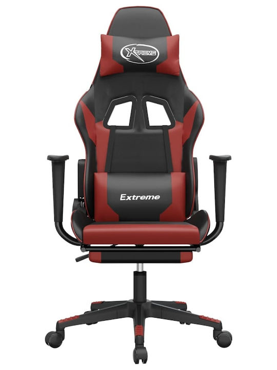 vidaXL 345464 Καρέκλα Gaming Δερματίνης με Υποπόδιο Μαύρο / Μπορντό