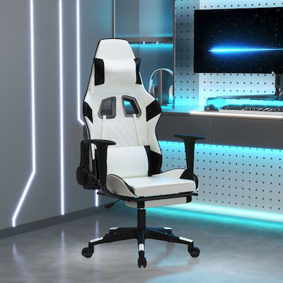 vidaXL 345531 Gaming Chair with Footrest White / Black