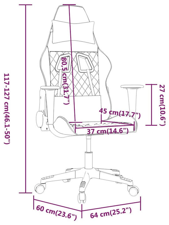 vidaXL 345520 Геймърски стол Бяло/черно