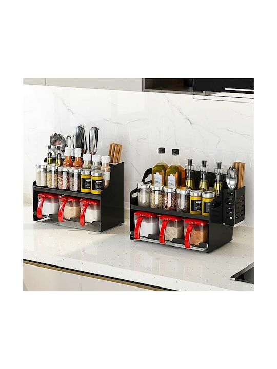 Plastic Tabletop Spice Rack Organizer Black