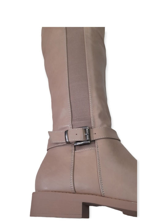 STIEFEL DAMEN KHAKI-BEIGE MIT GUMMIZUG AN DER SEITE