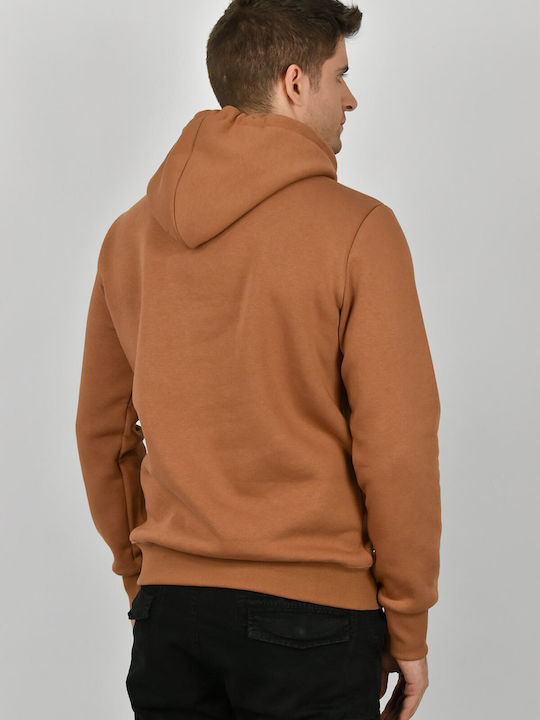 Clever Men's Sweatshirt with Hood and Pockets Brown