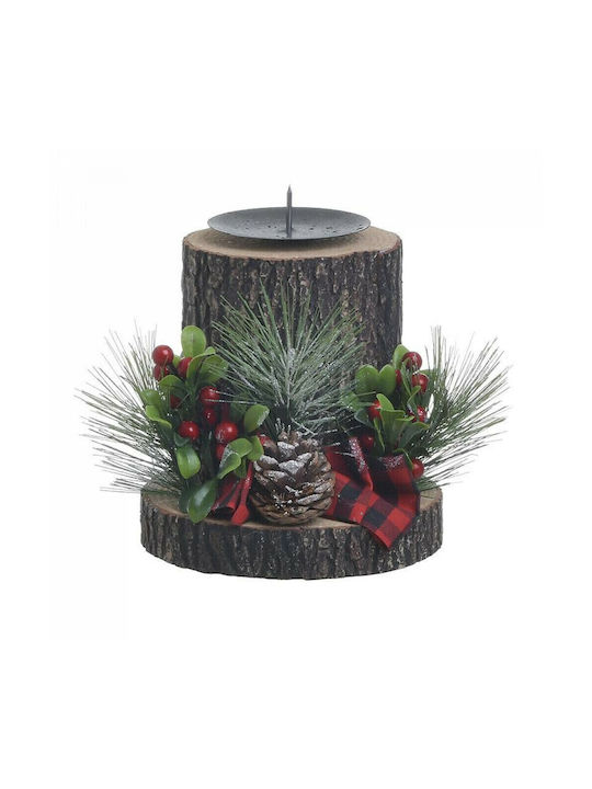 Inart Christmas Plastic Brown Candlestick 23x19cm