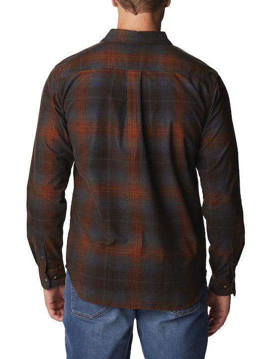 Columbia Flare Gun Men's Shirt Long Sleeve Cotton Checked Burgundy