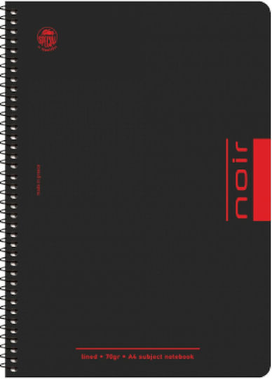 Typotrust Σπιράλ Τετράδια Ριγέ Α5 90 Φύλλων 4 Θεμάτων Special Noir Noir Μαύρο 10τμχ (Διάφορα Χρώματα)