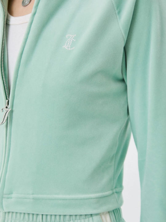 Lelu Short Women's Cardigan with Zipper Green
