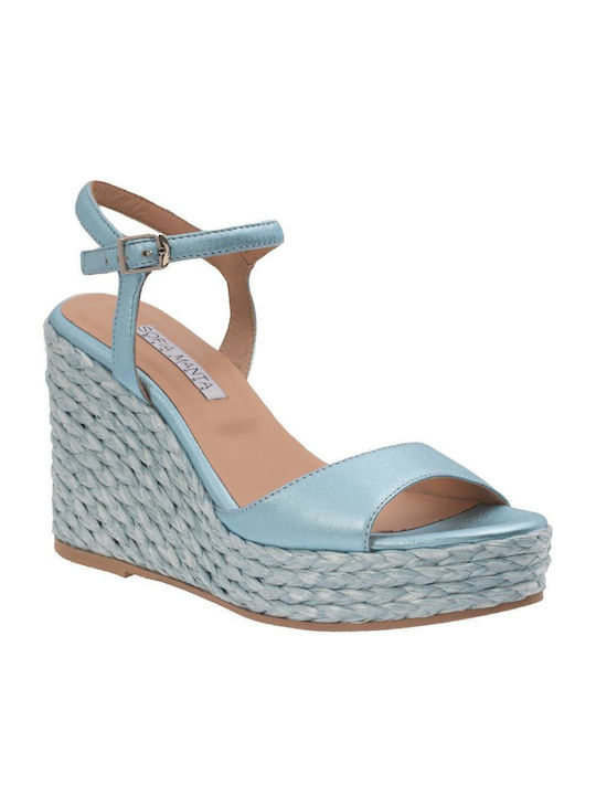 SOFIA MANTA LEATHER PLATFORMS Light Blue Metallic 3638 SIEL