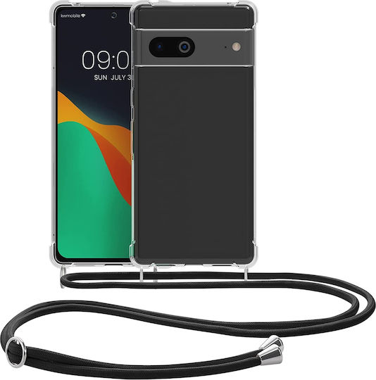 KWmobile Back Cover Silicon cu Curea Transparent / Negru (Google Pixel 7)