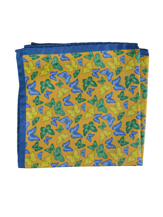 Silk scarf-pareo yellow with butterflies
