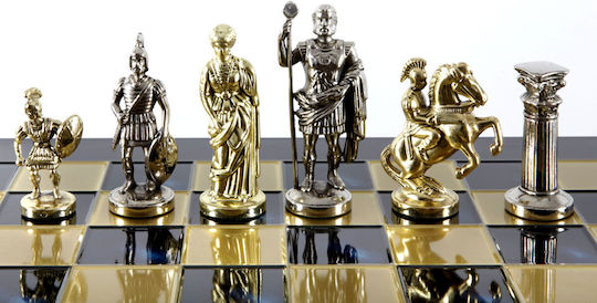 Manopoulos Handgefertigt Schach Metallisch mit Schachfiguren 44x44cm
