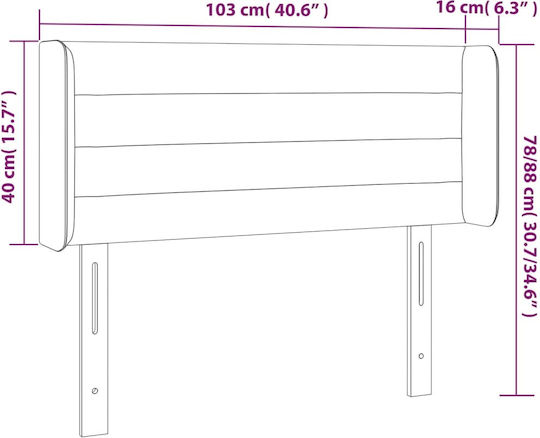 vidaXL Fabric Bed Headboard Light Gray 103x88cm