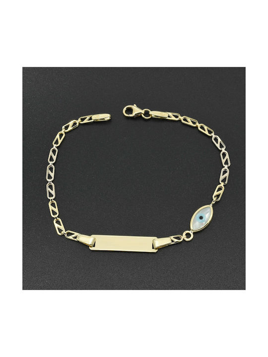 Kids Bracelet ID from Gold 9K with Evil Eye