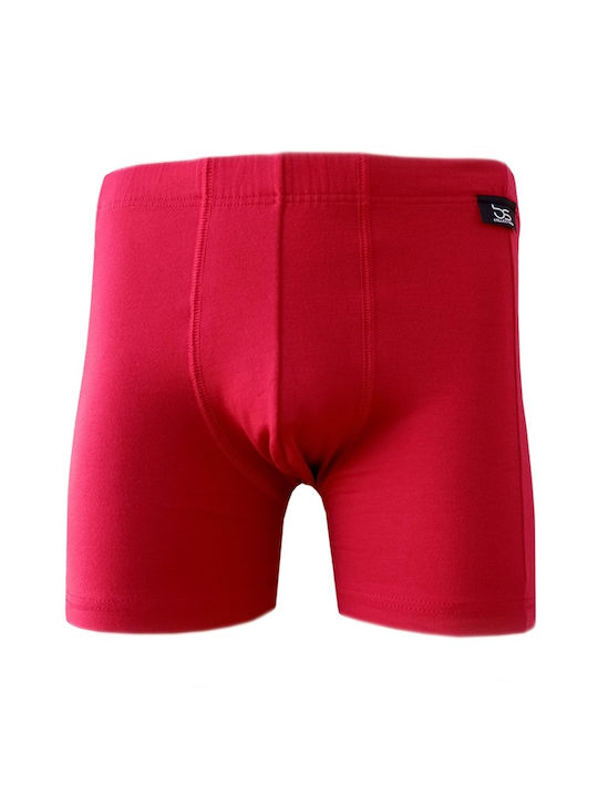 bs Men's Elastic Boxers Red 90% Cotton 10% Elastan