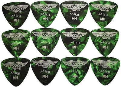 Prodigy Πένες Μπουζουκιού Λαϊκή Green Pearl Medium/Heavy Σετ 12τμχ