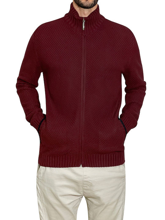 Men's knitted cardigan SCOTT - Bordeaux