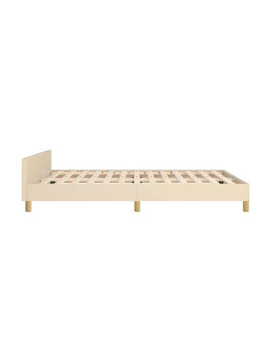 Double Upholstered Bed with Fabric Cream for Mattress 140x200cm