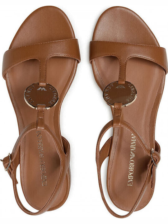 Leather Women's Flat Sandals in Beige Color