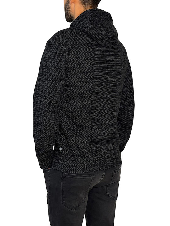 3Guys Casey Men's Knitted Hooded Cardigan with Zipper Gray