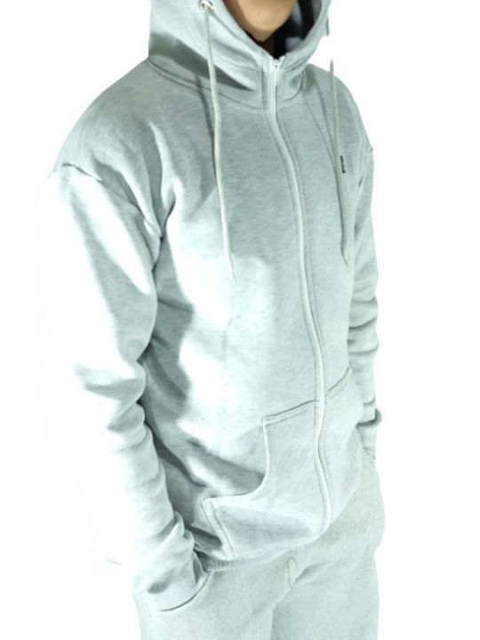 Star Body H Men's Sweatshirt Jacket with Hood and Pockets Grey Light