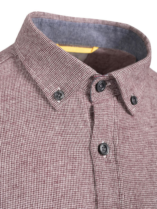 Long-sleeved Flannel Shirt Checked Burgundy