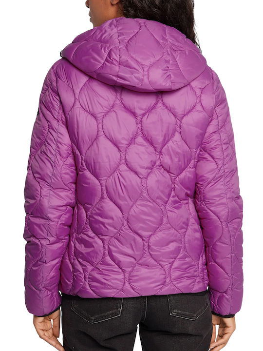 Replay Women's Short Puffer Jacket for Winter Purple