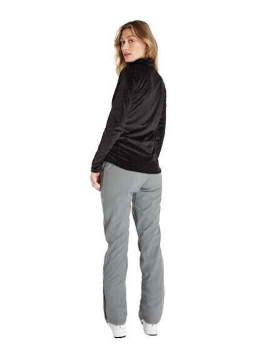 Fleece Γυναικεία Ζακέτα με Φερμουάρ σε Μαύρο Χρώμα