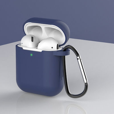 Hurtel Soft Hülle Silikon mit Haken in Blau Farbe für Apple AirPods 1 / AirPods 2