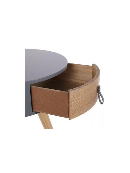 Rundes Beistelltisch Holz mit Schubladen Dunkelgrau M35xB35xH46,5cm