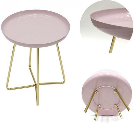 Rundes Beistelltisch Aus Metall Rosa / Gold M40xL40xH48.5cm Aria Trade