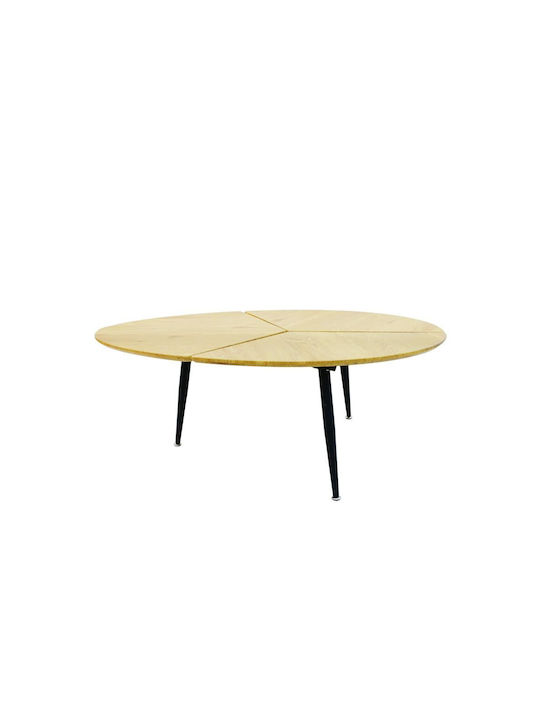 Oval Zentral Kaffeetisch Holz Beige M112xT74xH41cm