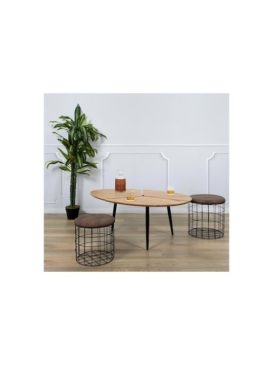 Oval Zentral Kaffeetisch Holz Beige M112xT74xH41cm
