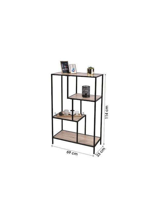 Bookcase Natural - Black 69x33x114cm